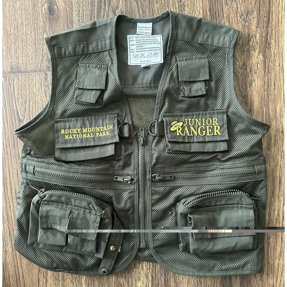 Rocky Mountain National Park Junior Ranger Utility Vest Kids XL Green